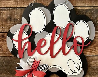 Hello Paw Door Hanger SVG, Pet Door Hanger SVG File, Digital Dog Paw Sign Cut File, Laser Ready Pet SVG, Cricut Hello Paw File