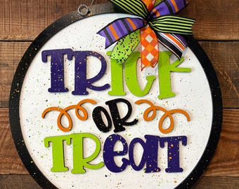 Modelo SVG para pendurar porta "Doces ou Travessuras", Placa de Halloween, Decoração de Halloween DIY, Download Digital, Download de Placa de Porta de Halloween