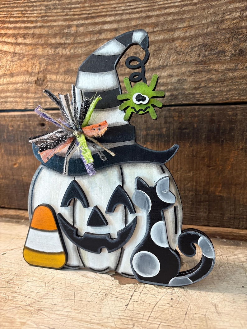 Pumpkin Cat SVG Digital Template, Halloween Witch Hat Jack O Lantern ...