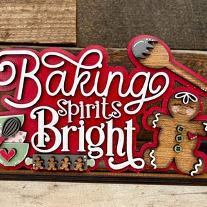 Baking Spirits Bright Christmas Sign, Gingerbread Kitchen Decor ...