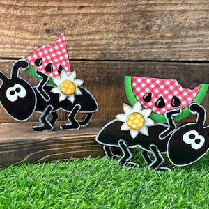 Watermelon Ants Shelf Sitter, Summer Picnic Table Decor, Hand Painted Ant Decor, Cute Watermelon Tiered Tray Sign
