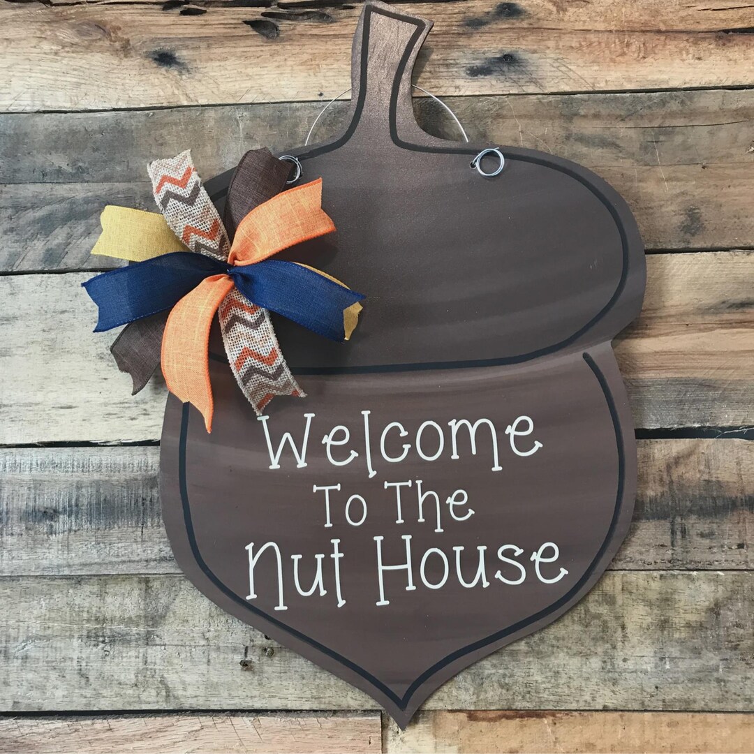 Acorn SVG Door Hanger, Welcome Nut House Template, Fall Acorn Sign SVG ...