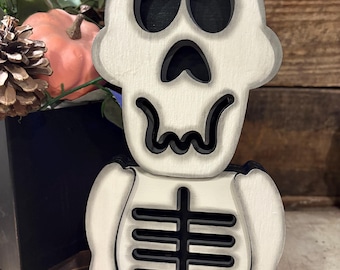 Skeleton SVG for Halloween Shelf Sitter, Halloween Skeleton Laser Cut File, Cute Halloween Table Decor SVG for Cricut and Glowforge
