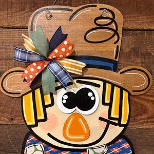 Scarecrow SVG Fall Door Hanger File, Cute Autumn Scarecrow Laser Cut Template, Digital File for Glowforge and Cricut Crafts