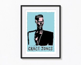 Grace Jones Art Print | 80s Retro Illustration, Music Icon