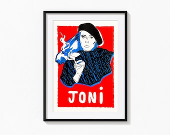 Joni Mitchell Art Print | Bohemian Folk Music Illustration (A5)
