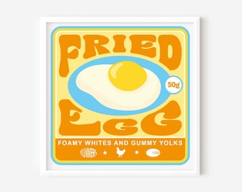 Fried Egg Screen Print | 6x6" Limited Edition | Retro Candy Wall Art | Silkscreen | Pick n Mix Collectable Print | Signed & Numbered