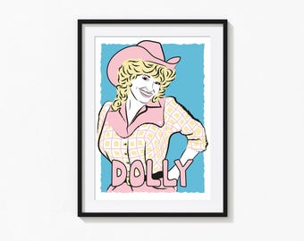 Dolly Parton Illustrated Print – Country Music Fan Art (A5 Size Digital Print Unframed )