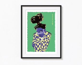 Little Simz Illustration Print – Music Icon Wall Art | Sometimes I Might Be Introvert / Grey Area | Little Simz Fan Gift | UK Rap Print | A5