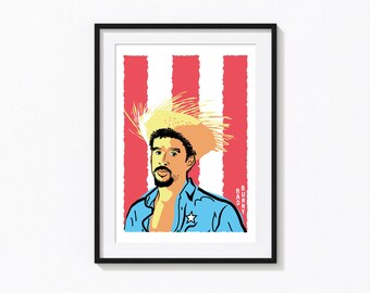 Bad Bunny Illustration Print – Music Icon Wall Art, Reggaeton Fan Gift (A5)