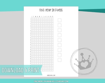 A Year in Pixels | 365 Day Tracker Insert | EDITABLE PDF Printable Insert | Classic Happy Planner | Instant Digital Download