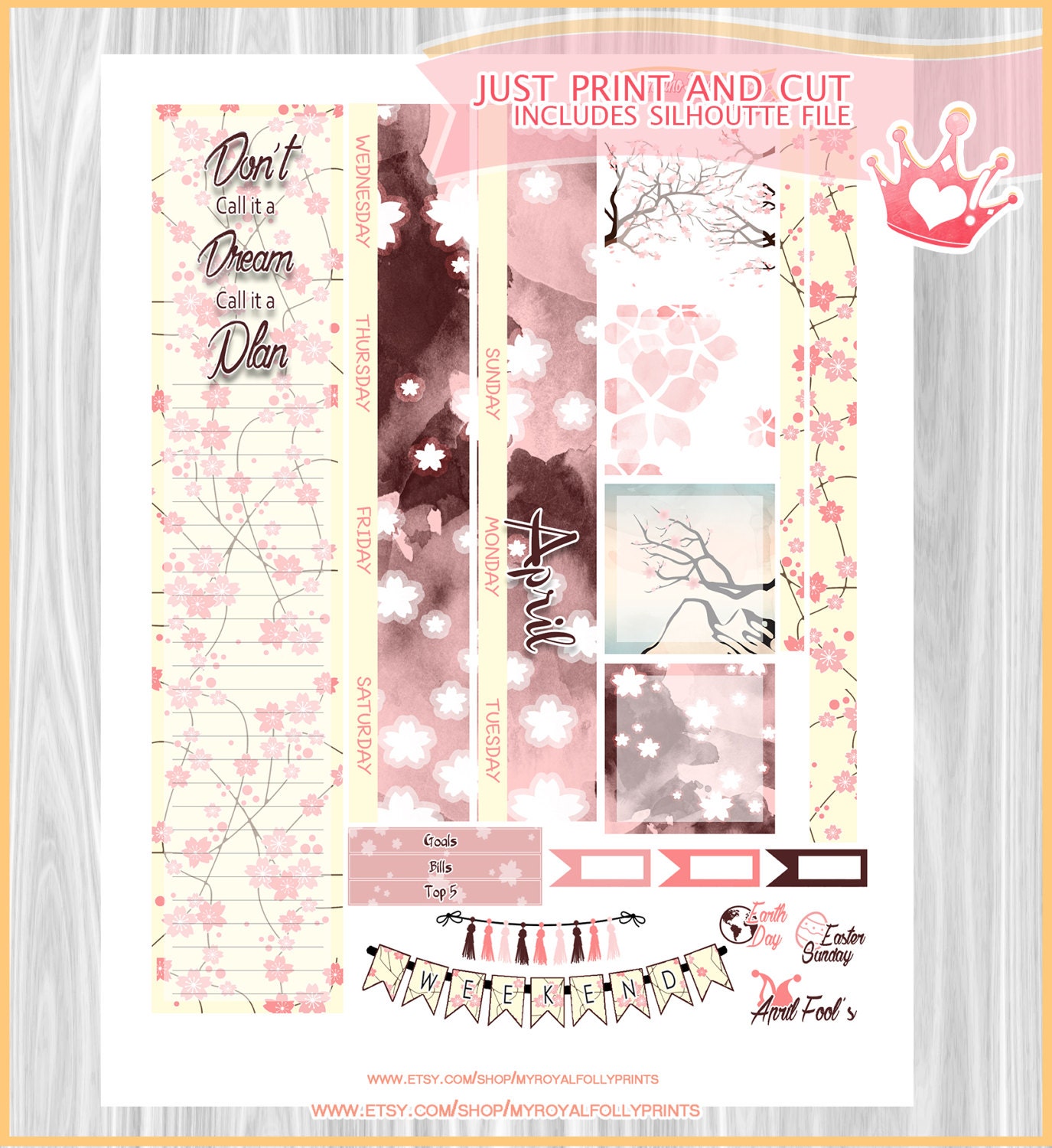 April Month Kit | Printable Planner Stickers | BIG Happy Planner ...