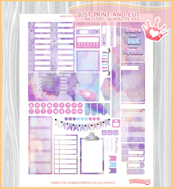 Pastel Galaxy Weekly Kit Printable Planner Stickers Happy - Etsy