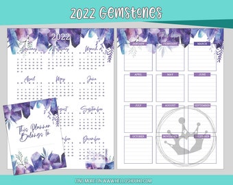 Weekly 7 x 9.25 Gemstone 2022 Dated Months Weekly FULL Planner | Printable Planner Page, PDF and easy to Digital Plan