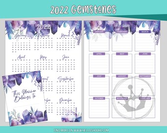 Weekly 7 x 9.25 Gemstone 2022 Dated Months Weekly FULL Planner | Printable Planner Page, PDF and easy to Digital Plan