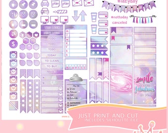 Pastel Galaxy Weekly Kit Printable Planner Stickers Happy | Etsy