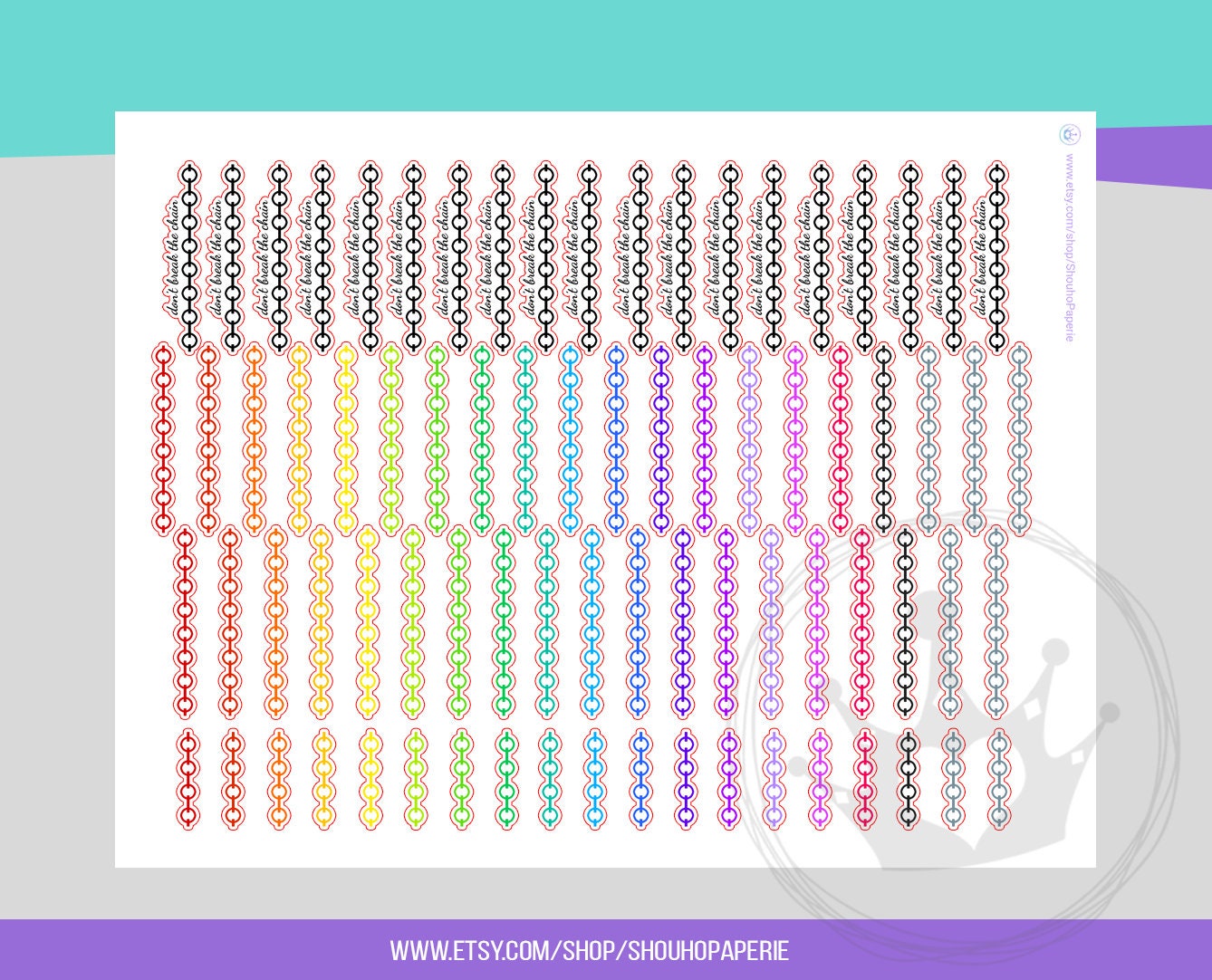 Don't Break the Chain List Printable Planner Stickers Etsy Australia