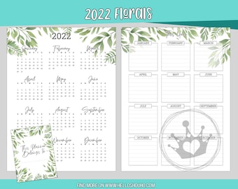 Weekly 7 x 9.25 Floral 2022 Dated Months Weekly FULL Planner | Printable Planner Page, PDF and easy to Digital Plan