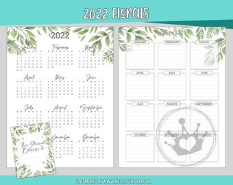 Weekly 7 x 9.25 Floral 2022 Dated Months Weekly FULL Planner | Printable Planner Page, PDF and easy to Digital Plan