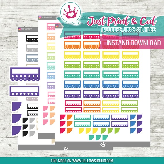 Colorful Tracker Boxes Printable Planner Stickers Instant | Etsy