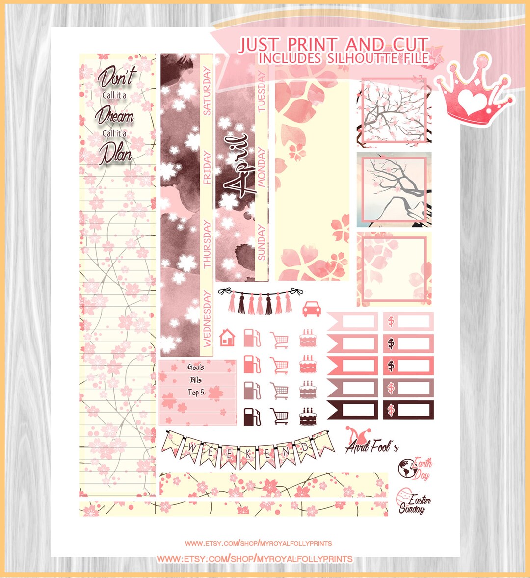 April Month Kit | Printable Planner Stickers | Happy Planner | Instant ...