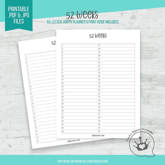 What Is A 52 Week Planner? , Week number – CGSSON