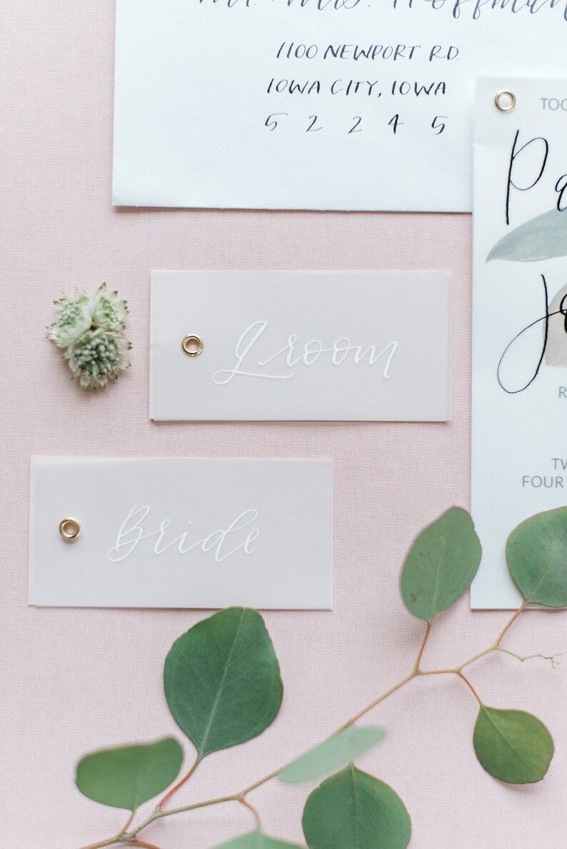 Escort Cards Wedding Flat Lay Modern Calligraphy Place Cards Wedding Calligraphy Place Cards with Eyelet Special Events