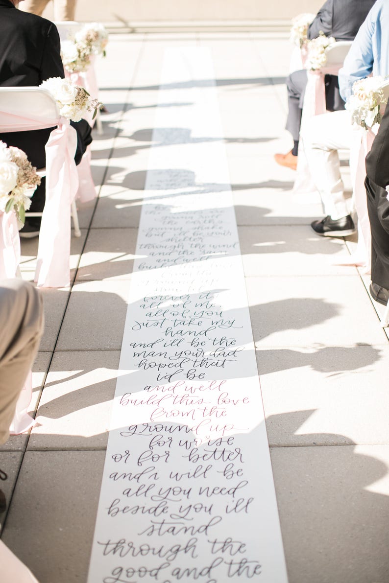 Handlettered Aisle Runner Wedding Aisle Runner Calligraphy Etsy UK