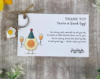 You’re a Good Egg Keyring | Cute Fried Egg Charm Gift | Thank You Token for Teacher, Friend or Colleague | Funny Appreciation Gift UK