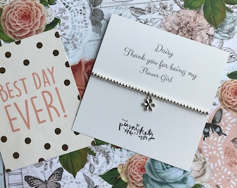 Charm Bracelet, Beaded Charm Bracelet, Thank You For Being My Flower Girl, Flower Girl, Flower Girl Thank You, Wedding, Flower Girl Gift,