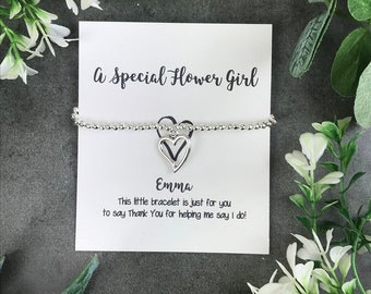 Flower Girl Thank You, Thank You For Being My Flower Girl, Flower Girl, Wedding, Flower Girl Gift,Charm Bracelet, Beaded Charm Bracelet,