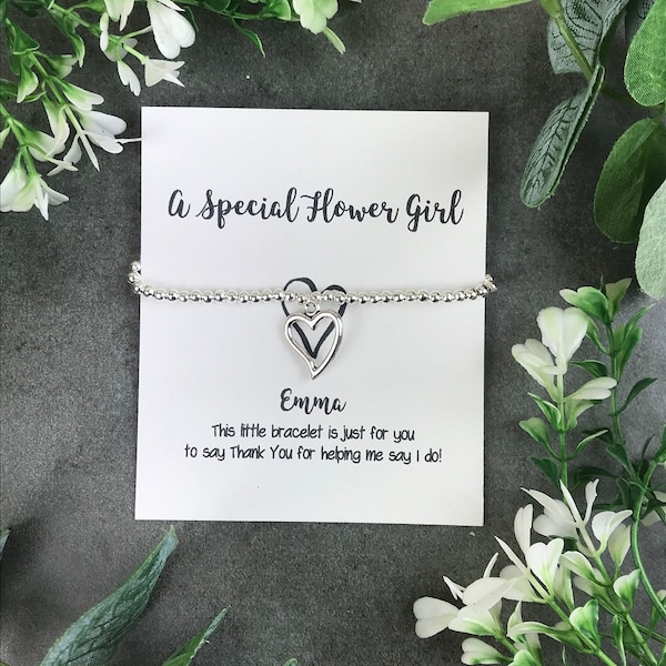 Flower Girl Thank You, Thank You For Being My Flower Girl, Flower Girl, Wedding, Flower Girl Gift,Charm Bracelet, Beaded Charm Bracelet,