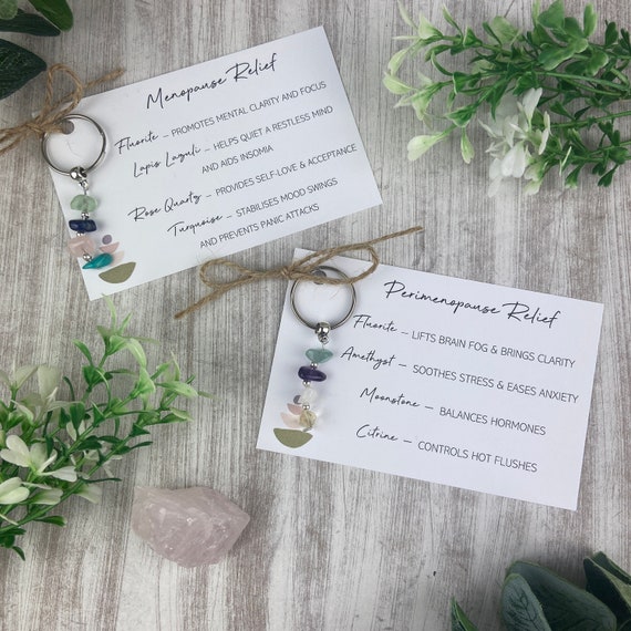 Menopause Keyring, Menopause Gift, Perimenopause Keychain, Healing Crystals, Healing Bracelet,  Crystal Gifts, Keyring, Keychain