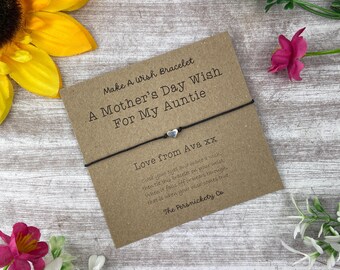 A Mother's Day Wish For My Aunite, Wish Bracelet, Auntie, Auntie Gift, Gift For Aunt, Aunt, Aunt Gift, Mother's Day, Heart Bracelet,