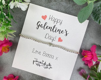 Personalised Galentine's Day Beaded Bracelet, Galentine's Day, BFF Gift, Valentine's Gift, Charm bracelet