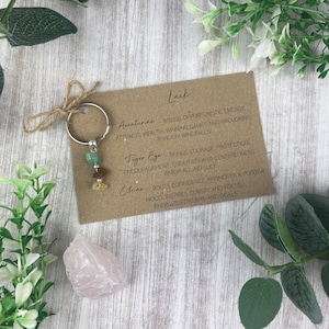LUCK Keyring, Crystal Keyring, Gemstone Chips Keyring, Crystal Gift, Keyring Gift, Crystal For Good Luck, Motivational Gift