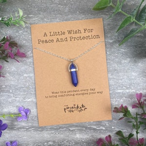 Crystal Necklace  - A Little Wish For Peace And Protection, Crystal Pendant,  Lapis Lazuli Crystal, Healing Crystal, Gemstone, Pendant