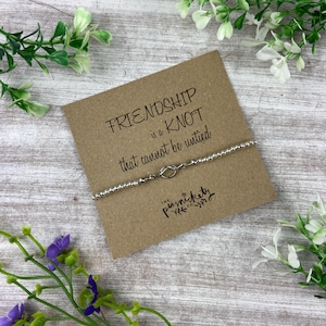 Friendship Is A Knot,  Friendship Gift,Charm Bracelet, Beaded Bracelet, Knot, Gift For Her, Knot Bracelet, Gift For Friends, Silver Bracelet