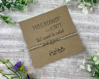 Friendship Is A Knot,  Friendship Gift,Charm Bracelet, Beaded Bracelet, Knot, Gift For Her, Knot Bracelet, Gift For Friends, Silver Bracelet