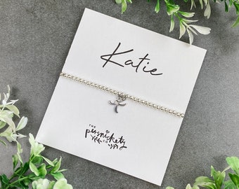 Initial Bracelet, Custom Initial Bracelet, Charm Bracelet, Beaded Initial Bracelet, Initial Charm Bracelet, Tiny Initial Bracelet, Initial