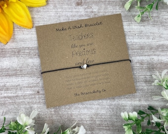 Regalo para maestros, pulsera de deseos para maestros, pulsera de deseos para asistentes de enseñanza, pulsera de deseos, pulsera con dijes, regalo para maestros, asistentes de enseñanza