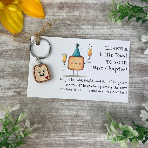 New Chapter Gift | Cute Toast Keyring | New Beginning Gift | Encouragement Keychain for Graduation, Moving, New Job | New Relationship