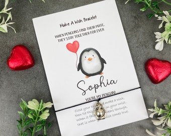 Personalised You're My Penguin Valentines Bracelet, Valentines Day, Penguin, Penguin Gift, Cute, Heart Gift, Penguin Bracelet, Valentines