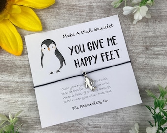 Penguin Gift, Wish Bracelet, Charm Bracelet, You Give Me Happy Feet, Penguin Bracelet, Penguin Charm, Penguin, Wish Bracelet, Winter Jewelry