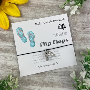 Travel Gift, Wish Bracelet, Charm Bracelet, Life Is Better In Flip Flops,  Make A Wish Bracelet, Flip Flops, Flip Flop, Flip Flop Charm