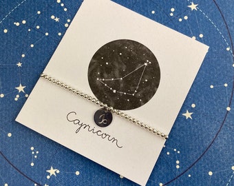 Zodiac Bracelet, Capricorn Bracelet, Charm Bracelet, Beaded Charm Bracelet