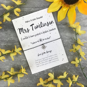 Teacher Gift, Teacher Wish Bracelet, Teaching Assistant Wish Bracelet, Wish Bracelet, Charm Bracelet, Gift For Teacher, Plantable Seed Card