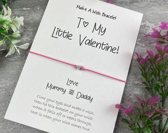To My Little Valentine,Valentine Wish Bracelet, Charm Bracelet, Valentine's, Gift For Daughter, A Little Valentine's Wish,Daughter Gift