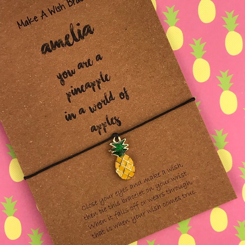 Pineapple Pineapple Charm Bracelet Personalised Wish Etsy
