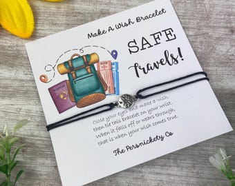 Safe Travels Wish Bracelet: Compass Charm, Adventure Gift